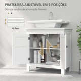 Móvel para Lavatório Pousar Móvel para Lavatório Moderno com Prateleira Ajustável e Portas Magnéticas 60x30x60 cm Branco