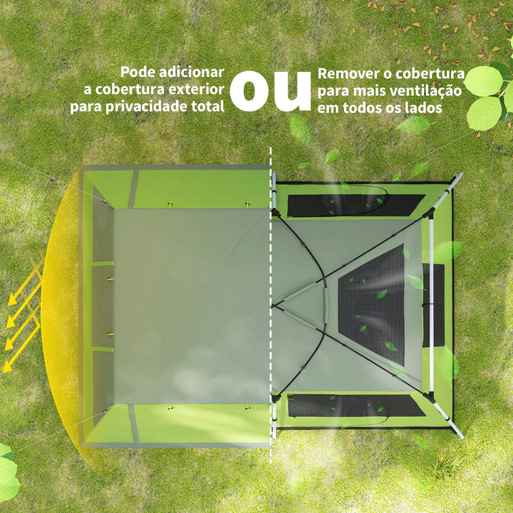 Tenda de Campismo Familiar 4-8 Pessoas Portátil e Impermeável com Bolsa de Transporte 410x310x225cm