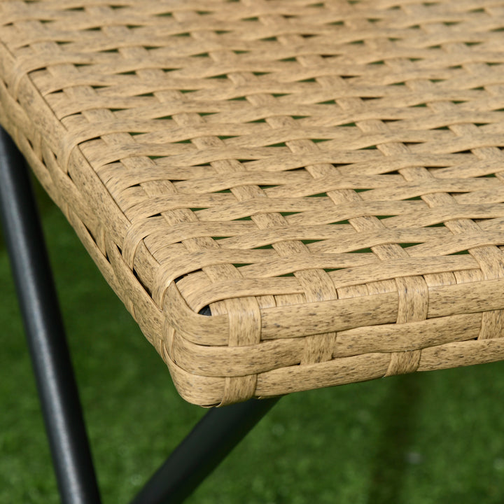 Mesa de Jardim em Vime Sintético Mesa de Terraço Exterior Dobrável com Pés Cruzados e Estrutura de Aço para Pátio Varanda 40x40x40 cm Natural