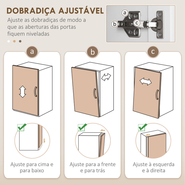 Armário de Cozinha Móvel de Cozinha com 4 Portas 1 Gaveta e Prateleiras Ajustáveis Anti-Tombo Armário de Cozinha Moderno para Sala de Jantar Sala de Estar 70,8x34x180 cm Branco