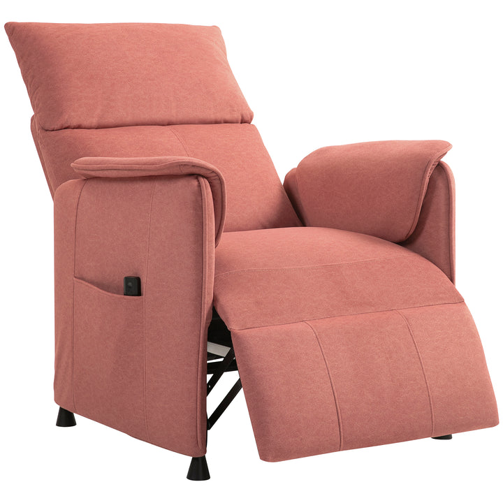 Poltrona Relax Reclinável Elétrica Poltrona Reclinável Silenciosa com Função Memória Apoio para Pés Controlo Remoto e Bolsos Laterais para Dormitório Sala de Estar 80x83x104 cm Laranja