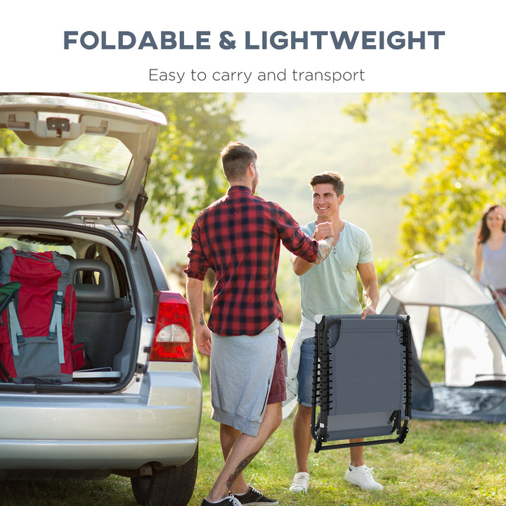 Espreguiçadeira dobrável reclinável e ajustável 3 posições para jardim com sistema de laço Estrutura de Aço 197x58x76 cm cinza