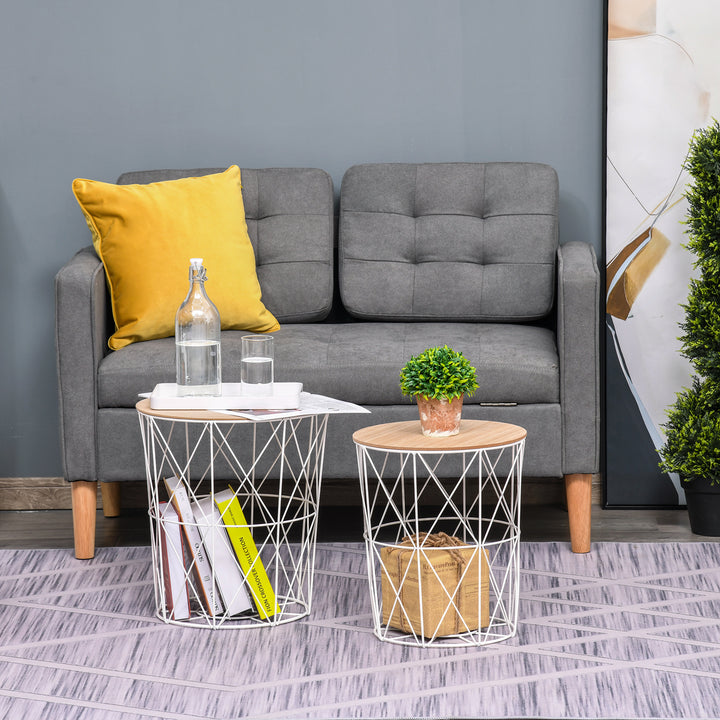 Conjunto de 2 Mesinhas de Centro Industrial Mesa de Apoio Metálica para Sala de estar