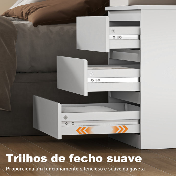 Cómoda com 3 Gavetas com Fecho Suave Cómoda para Quarto Sala de Estar Escritório Estilo Moderno 45x40x52,8 cm Branco