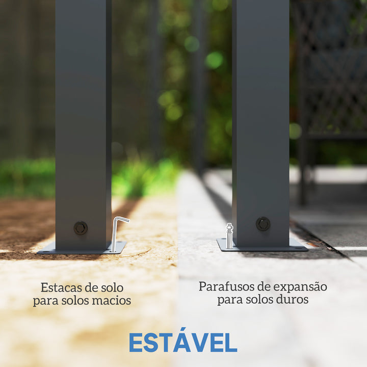 Pérgola de Alumínio 4x3 m Pérgola de Jardim Pérgola com Luzes LED Solares Teto Retrátil Impermeável Anti-UV Pérgola para Pátio Varanda Creme e Cinzento