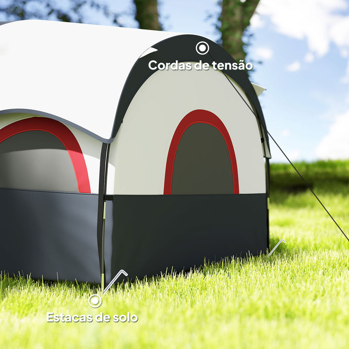 Tenda de Campismo Familiar Tipo Túnel Tenda para 4-6 Pessoas Impermeável 3.000 mm Tenda de Campismo Dobrável com 2 Quartos e Saco de Transporte 435x251x195 cm Cinzento Escuro