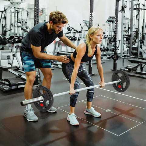 Discos de Pesos com Orifício de Ø50 mm 2 Discos de 5 kg com Anel Interior de Aço e Triplo Aperto para Halteres e Barras Treino Fitness em Casa Ginásio Ø24x4,5 cm Preto