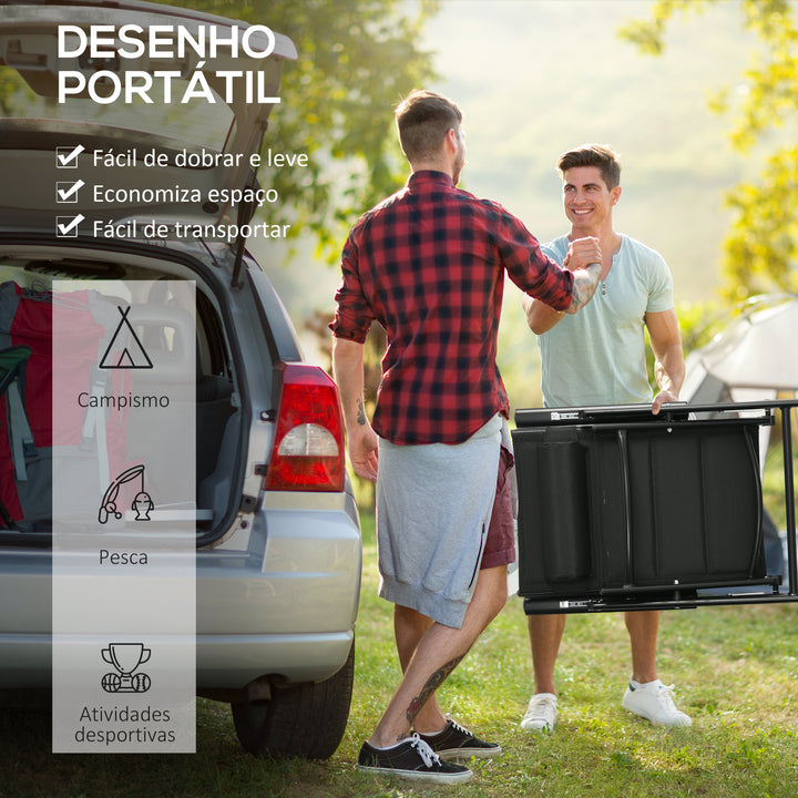 Conjunto de 2 Cadeiras de Campismo Dobráveis Cadeiras de Jardim com Apoios de Braços e Estrutura de Alumínio Capacidade de Carga 130 kg para Terraço e Praia 54x67x108 cm, Preto
