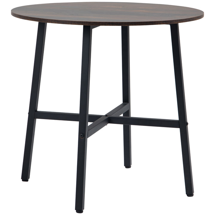 Mesa de Sala de Jantar Redonda para 4 Pessoas Mesa de Cozinha Moderna com Pés de Aço Ø80x76 cm Marrom e Preto