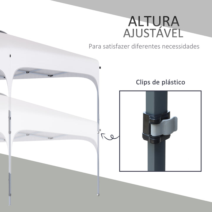 Tenda Dobrável 2,5x2,5x2,68cm Tenda de Jardim com Proteção UV 50+ Altura Ajustável com 4 Bolsas de Areia e Bolsa de Transporte para Acampamento Festas Pátio Branco