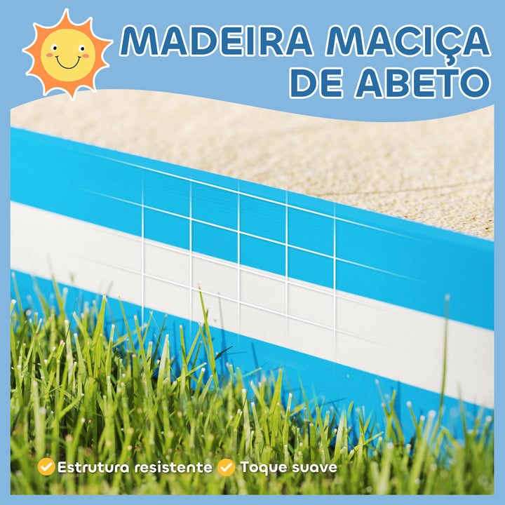 Caixa de Areia para Crianças acima de 3 Anos Caixa de Areia Infantil Quadrada com 4 Assentos para Exterior 133x133x16 cm Azul e Branco