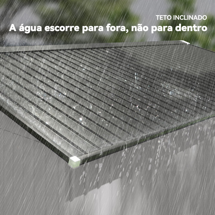 Abrigo de Jardim Exterior Abrigo e Jardim Metálico para Armazenamento de Ferramentas com 4 Janelas 12,4 m² 340x386x200 cm Branco e Cinza Escuro