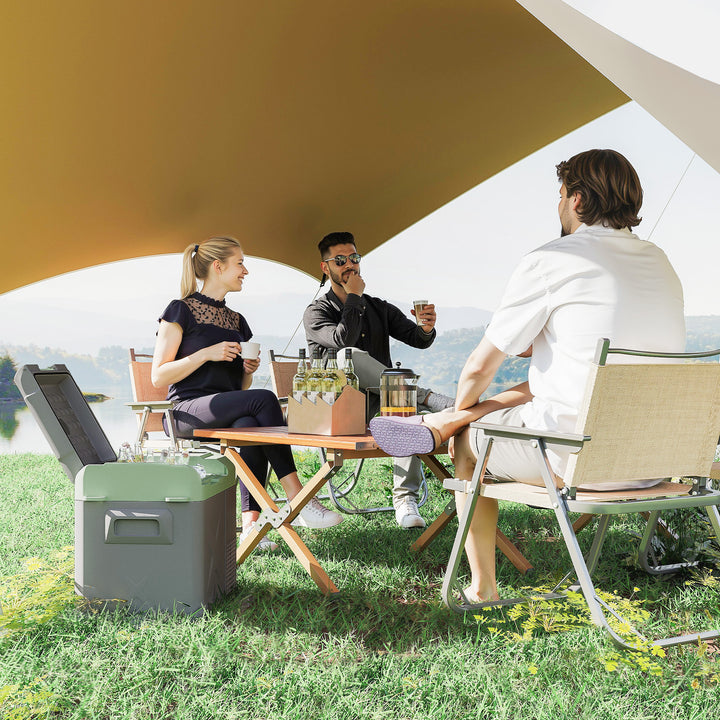 Geleira Portátil Elétrica 24,2L Geleira para Carro -20? a +20 ? 12V/24V Mini Geleira com Rodas Compressor e Ecrã LED Tátil para Casa Campismo Viagens 60,2x33,4x41,4 cm Cinza e Verde