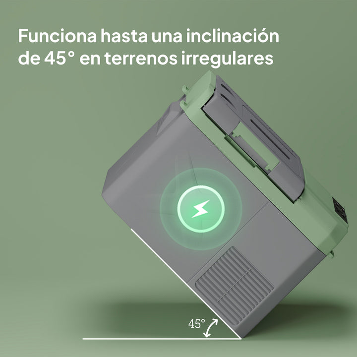 Geleira Portátil Elétrica 24,2L Geleira para Carro -20? a +20 ? 12V/24V Mini Geleira com Rodas Compressor e Ecrã LED Tátil para Casa Campismo Viagens 60,2x33,4x41,4 cm Cinza e Verde