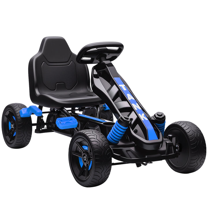 Kart a Pedais para Crianças a Partir dos 3 Anos Kart com Embraiagem Automática Travão Rodas Antiderrapantes em EVA e Estrutura Metálica Carga 50 kg 100x59x60,5 cm Azul