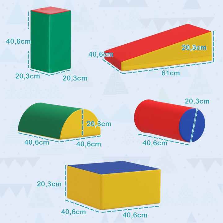 Conjunto de 5 Blocos de Psicomotricidade para Crianças Blocos de Construção Figuras de Construção Brinquedo de Aprendizagem para Escalar Gatear Multicor