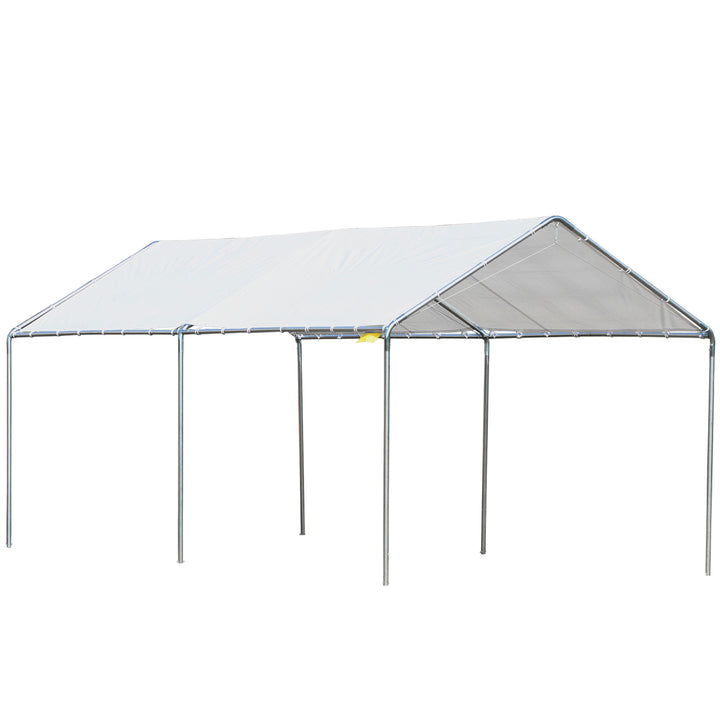 Tenda de Garagem 3x6 m Tenda de Garagem para Carros Impermeável com Toldo de Tecido PE e Estrutura de Aço Galvanizado Tenda para Jardim Pátio Branco