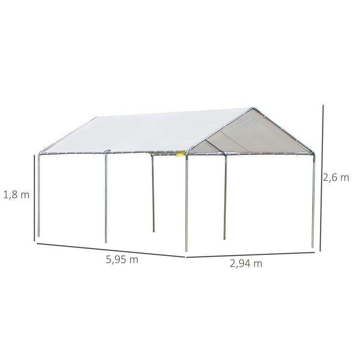 Tenda de Garagem 3x6 m Tenda de Garagem para Carros Impermeável com Toldo de Tecido PE e Estrutura de Aço Galvanizado Tenda para Jardim Pátio Branco