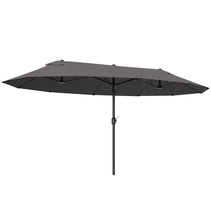 Pára-sol Duplo para Tendas de Jardim Terraço Toldos de Tecido de Poliéster Sombrinha Gigante para a Praia Proteção Solar UV 460x240 cm Cinza