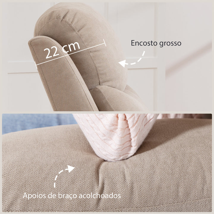 Poltrona Reclinável Manual com Tecido de Aspeto em Linho Poltrona Reclinável Moderna com Almofada Espessa Apoio para os Braços Acolchoados e Apoio para os Pés 85x93x105 cm Bege