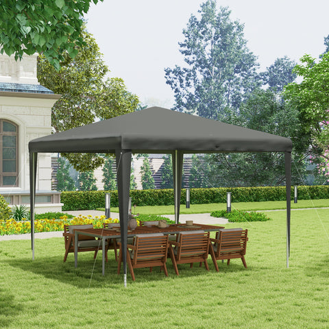 Tenda Desmontável 3x3 m Tendade Jardim com 4 Orifícios de Drenagem e Estrutura de Aço Anti-UV para Terraço Pátio ou Exterior Cinzento