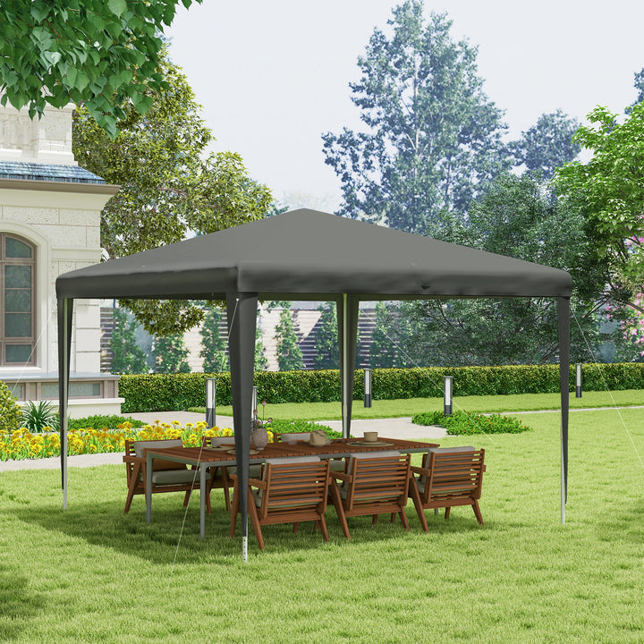 Tenda Desmontável 3x3 m Tendade Jardim com 4 Orifícios de Drenagem e Estrutura de Aço Anti-UV para Terraço Pátio ou Exterior Cinzento