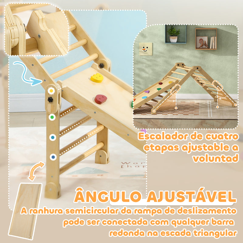 Escalada para Crianças 3 em 1 Estrutura de Escalada Dobrável para Crianças de 18-48 Meses com Rampa para Escorregar ou Escalar Jogo de Aprendizagem 175x70x89 cm Multicor