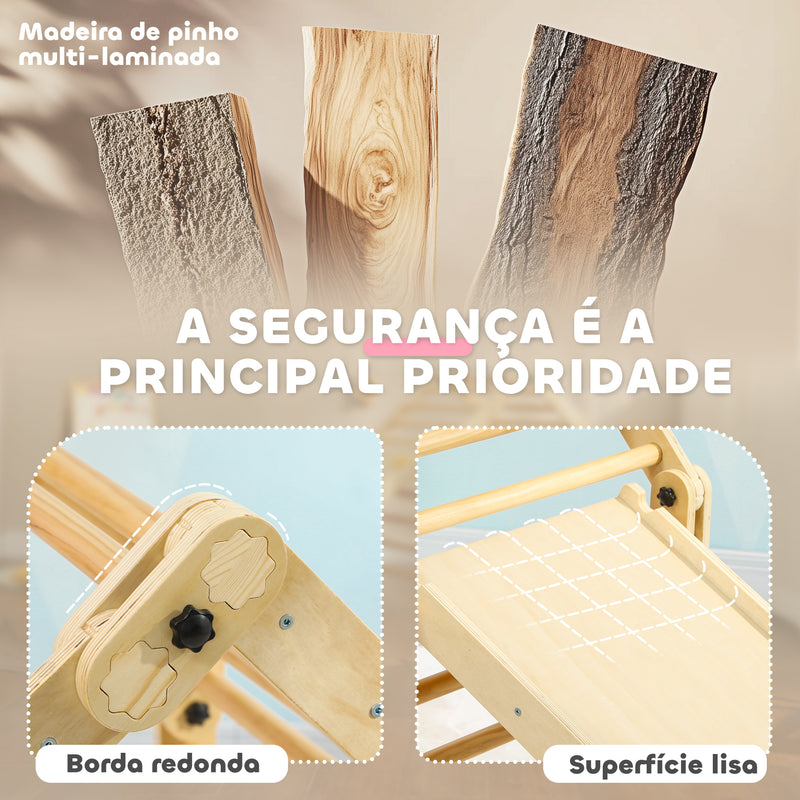 Escalada para Crianças 3 em 1 Estrutura de Escalada Dobrável para Crianças de 18-48 Meses com Rampa para Escorregar ou Escalar Jogo de Aprendizagem 175x70x89 cm Multicor