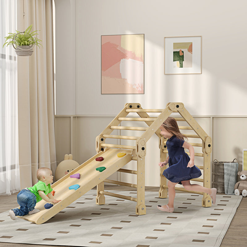 Escalada para Crianças 3 em 1 Estrutura de Escalada Dobrável para Crianças de 18-48 Meses com Rampa para Escorregar ou Escalar Jogo de Aprendizagem 175x70x89 cm Multicor