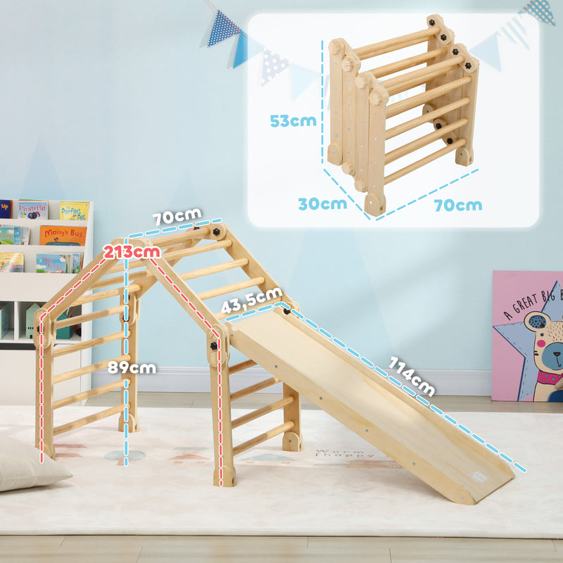 Escalada para Crianças 3 em 1 Estrutura de Escalada Dobrável para Crianças de 18-48 Meses com Rampa para Escorregar ou Escalar Jogo de Aprendizagem 175x70x89 cm Multicor