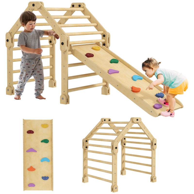 Escalada para Crianças 3 em 1 Estrutura de Escalada Dobrável para Crianças de 18-48 Meses com Rampa para Escorregar ou Escalar Jogo de Aprendizagem 175x70x89 cm Multicor