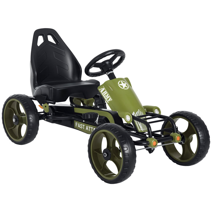 Go-Kart a pedais para crianças acima de 3 anos com freio embreagem assento ajustável máx. 35 kg 105x54x61cm Verde