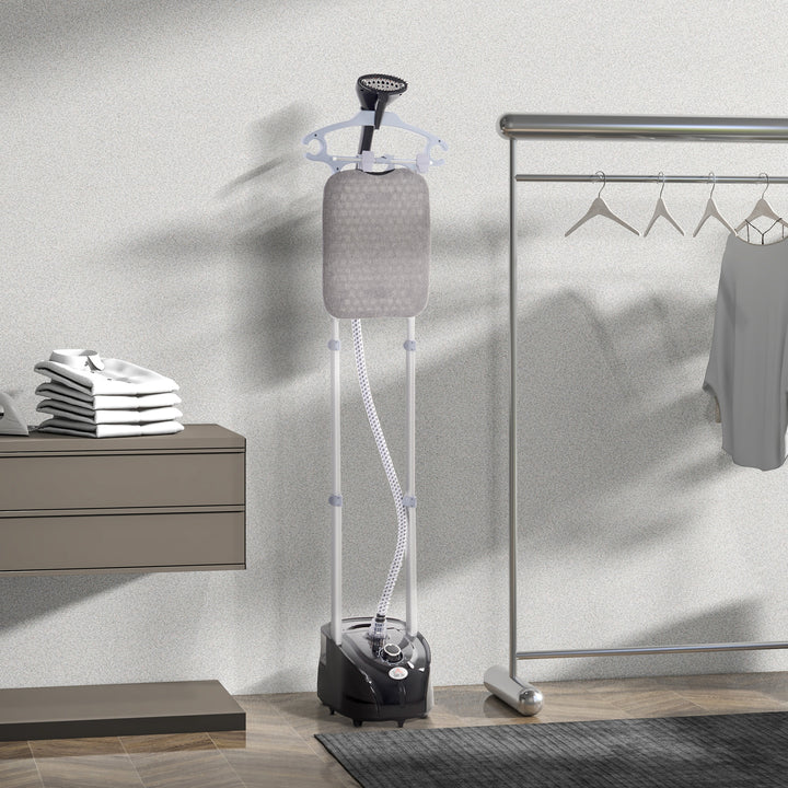 Ferro de Engomar a Vapor para Roupa 1800W Temperatura Ajustável em 11 Níveis Ferro de Engomar Vertical com Barra Dupla Depósito de 2 L Aquecimento em 38s 35x25x47-118,5 cm Preto