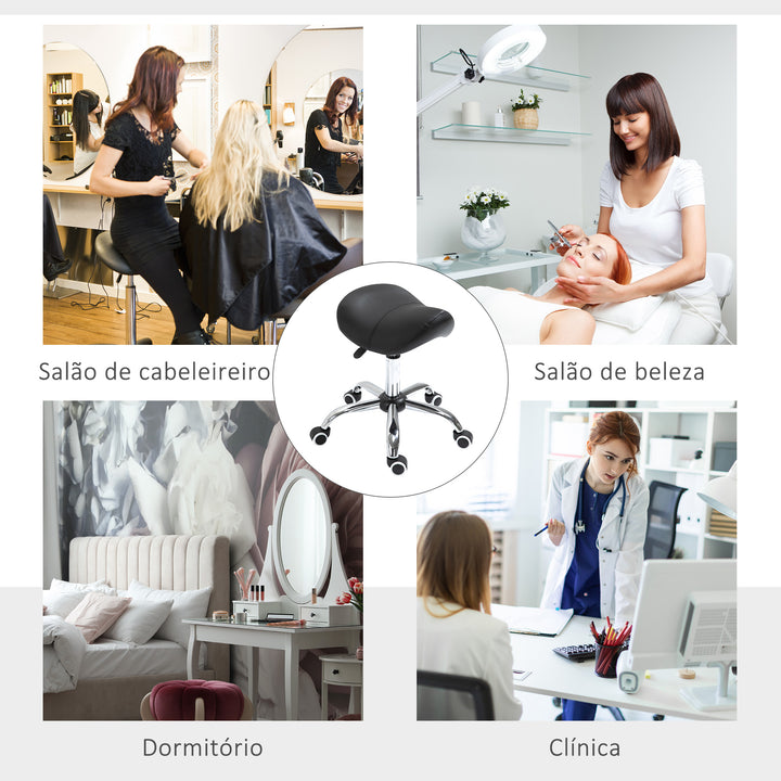 Cadeira De Trabalho com Rodinhas Banquinho Giratório Banquinho Cosmético preto