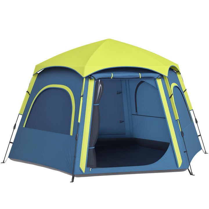 Tenda de Campismo para 2-4 Pessoas Tenda de Campismo Dobrável com Fácil Instalação Janelas de Rede Gancho e Bolsa de Transporte Proteção UV Impermeável 280x240x155 cm Azul e Verde
