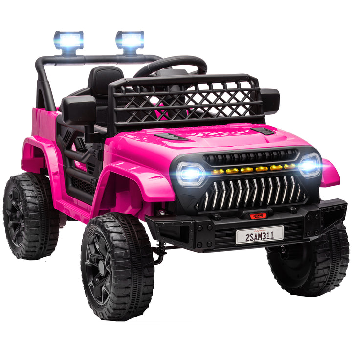 Carro Elétrico para Crianças acima de 3 Anos Carro Elétrico Infantil UTV Carro a Bateria 12V com Controlo Remoto Velocidade Ajustável USB Faróis e Buzina 95x62,5x65 cm Rosa