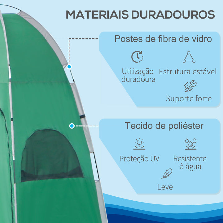 Tenda de Duche Portátil Tenda de Privacidade Emergente 122x122x213 cm UPF30+ Trocador para Campismo Sanita Verde
