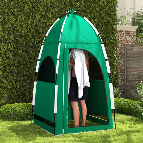 Tenda de Duche Portátil Tenda de Privacidade Emergente 122x122x213 cm UPF30+ Trocador para Campismo Sanita Verde