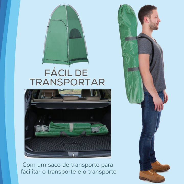 Tenda de Duche Portátil Tenda de Privacidade Emergente 122x122x213 cm UPF30+ Trocador para Campismo Sanita Verde