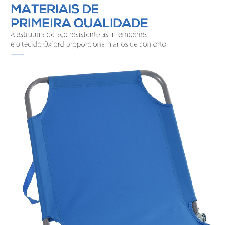 Espreguiçadeira Dobrável Espreguiçadeira de Jardim com Encosto Ajustável em 5 Posições Peso Máximo 120 kg para Terraço Piscina Praia 187x55x24 cm Azul