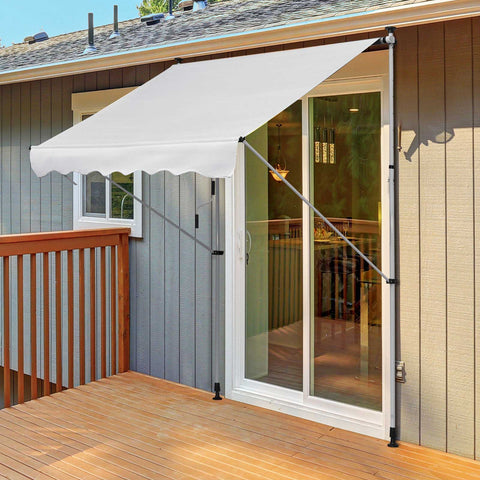 Toldo Manual Retrátil 2x1,5m Toldo Portátil Dobrável de Alumínio com Manivela Altura Ajustável para Jardim Terraço Exterior Branco