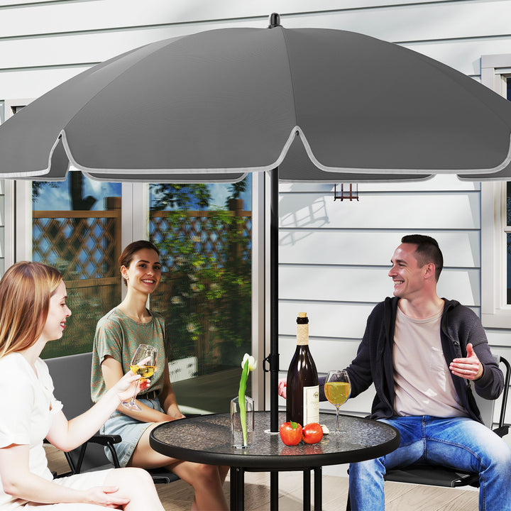 Conjunto de Mesa e Cadeiras de Jardim de 6 Peças Móveis de Jardim Exterior com 4 Cadeiras Dobráveis Mesa de Vidro e Chapéu de Sol para Terraço Pátio Cinzento