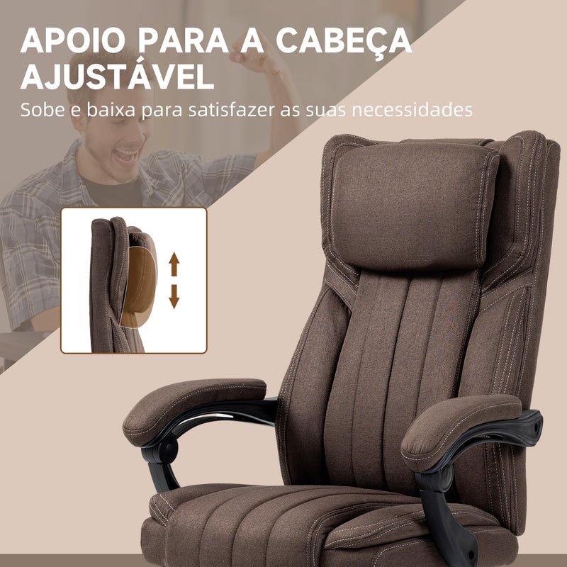 Cadeira de Escritório com 6 Pontos de Massagem por Vibração Cadeira de Escritório Reclinável com Altura Ajustável Controlo Remoto Encosto Alto e Apoio para a Cabeça 65x61x101-113 cm Marrom