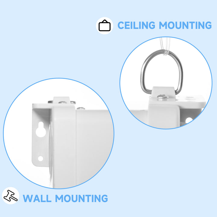 Tela de Projeção Manual 120 Polegadas Tela de Projeção Portátil Formato 16:9 com Altura Ajustável para Interior e Exterior Cinema em Casa 283x8x192 cm Branco