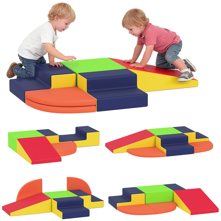 Conjunto de 6 Blocos de Espuma para Crianças, Blocos de Psicomotricidade Infantil com Base Antideslizante, para Crianças dos 0,5 aos 6 Anos, Set de Escalada para Interior, para Escalar e Gatilhar, Multicolorido