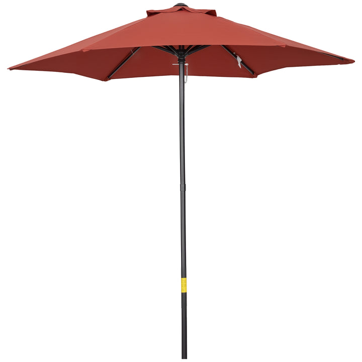 Chapéu de Sol de Jardim Ø2x2 m Chapéu de Sol com Mastro de Alumínio Manivela Teto com Ventilação Suporte de Fixação e Desmontável para Terraço Pátio Exterior Terracota