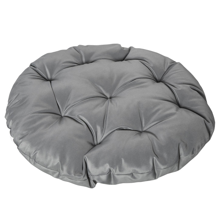 Poltrona Papasan Giratória de Vime Sintético Poltrona de Vime PE com Almofada e Estrutura de Aço Carga 160 kg para Jardim Terraço Pátio 87x97x90 cm Cinza