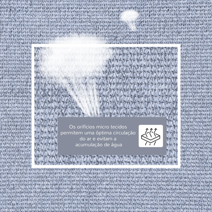 Vela de Sombra Retangular 4x3 m Toldo Vela com Proteção UV Bolsa de Transporte Anéis de Aço Inoxidável e Cordas para Jardim Pátio Cinza