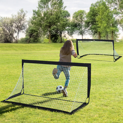 Balizas de Futebol Dobráveis Balizas de Futebol para Crianças e Adultos com Saco de Transporte para Exterior Jardim Treino 183x90x90 cm Preto