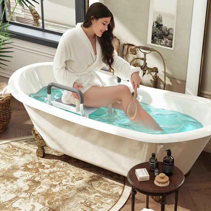 Banco de Duche Cadeira de Duche para Pessoas Idosas com Altura Ajustável Cadeira de Duche de Alumínio Antiderrapante Carga 150 kg para Idosos e Descapacitados 52x45x57-69 cm Cinza